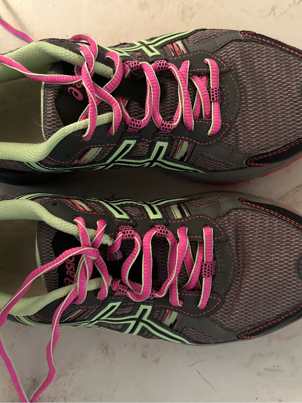 ASICS Women’s Gray Running Shoes with Pink & Mint Accents Gel Venture 5